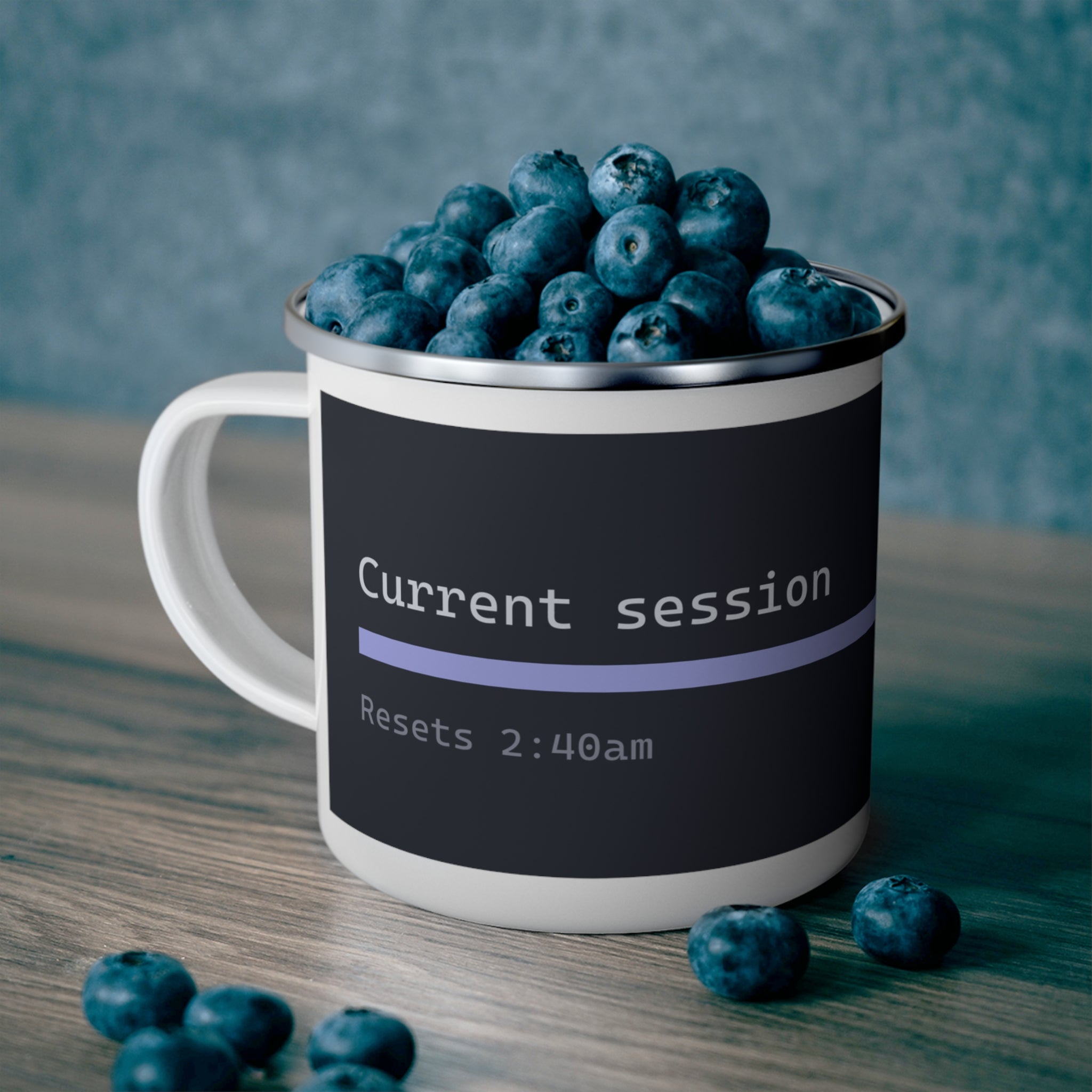 "Current session" Enamel Camping Mug