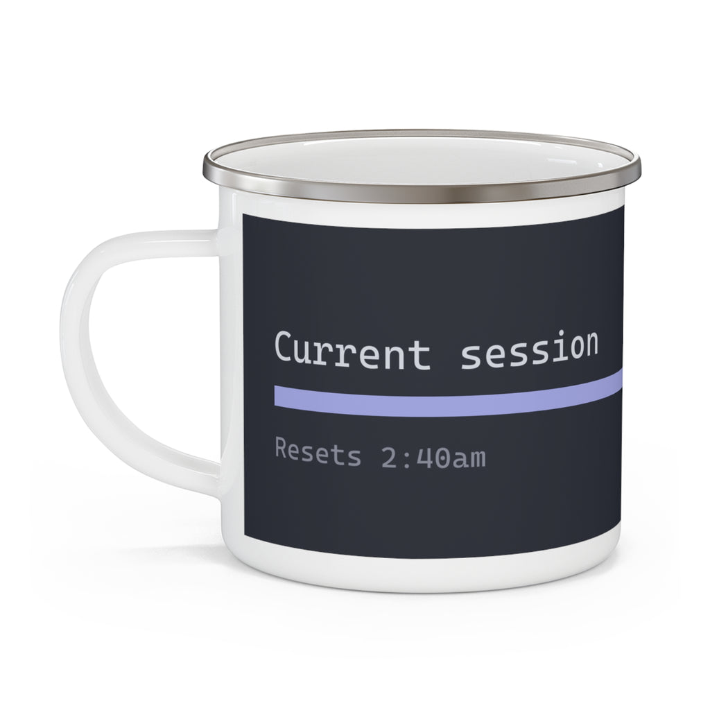 "Current session" Enamel Camping Mug